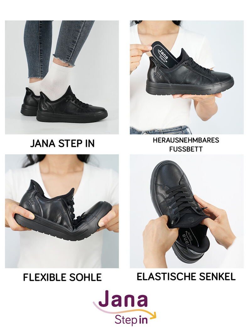 Jana Step In Sneaker, BLACK, hi-res