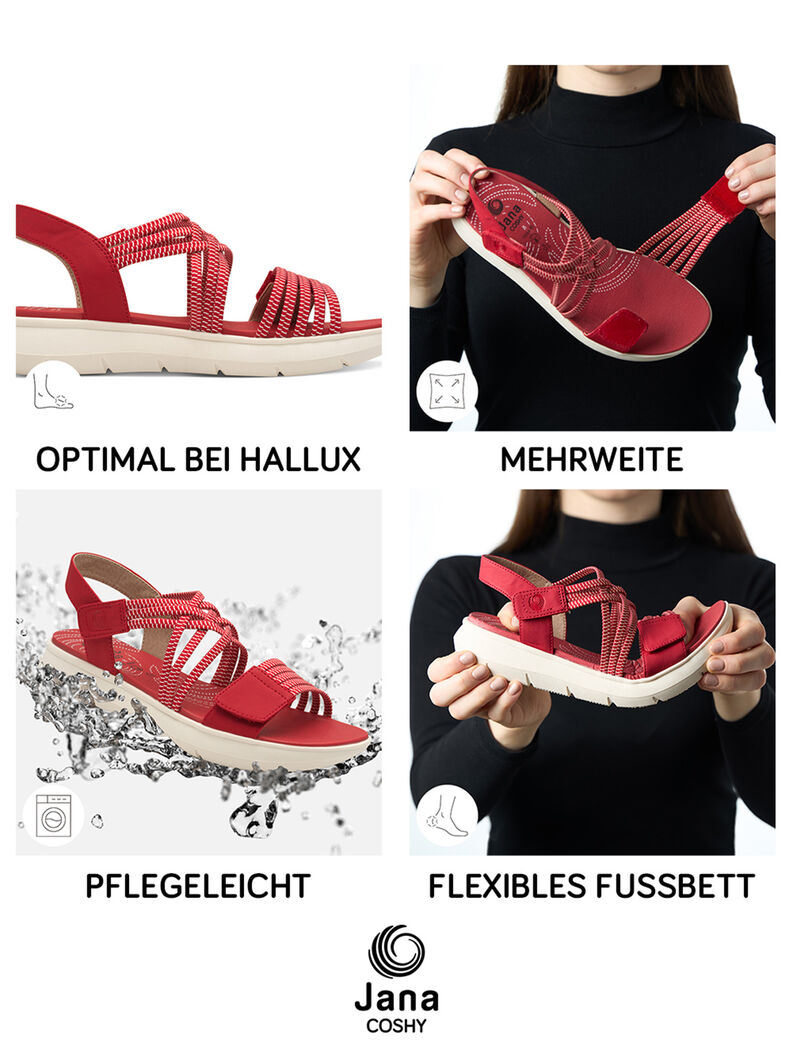 Coshy Sorgenfrei – Die Hallux-freundliche Sandale, RED, hi-res