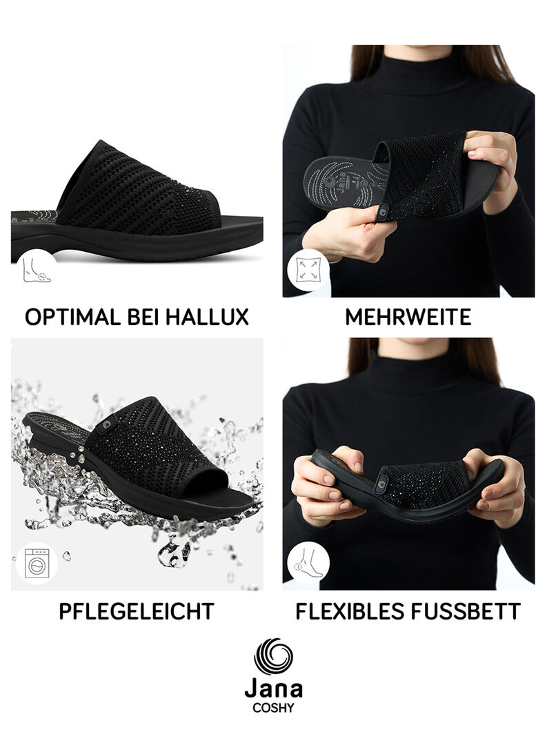 Coshy Glam &ndash; Die Hallux-freundliche Pantolette, BLACK, hi-res