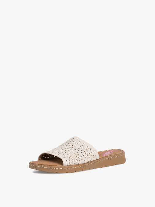 Lederpantolette - beige, IVORY, hi-res